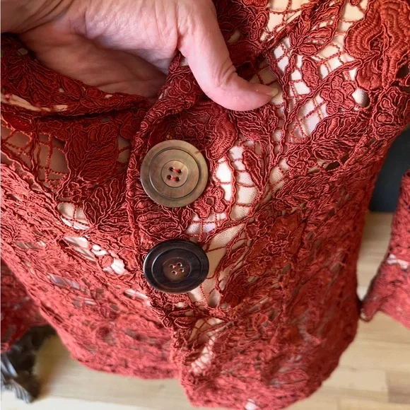 CULT GAIA Mackenzie Corded Sienna Lace Blazer Jacket Sz 4 Amended Buttons - Picture 4 of 11